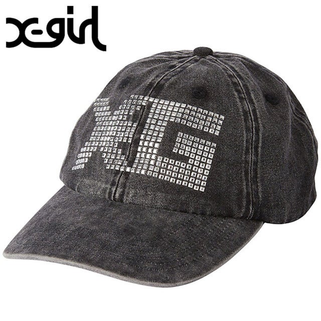 SQUARE STUDDED LOGO 6PANEL CAP BLACK [105264051002] （BLACK）