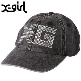 SQUARE STUDDED LOGO 6PANEL CAP BLACK [105264051002] （BLACK）
