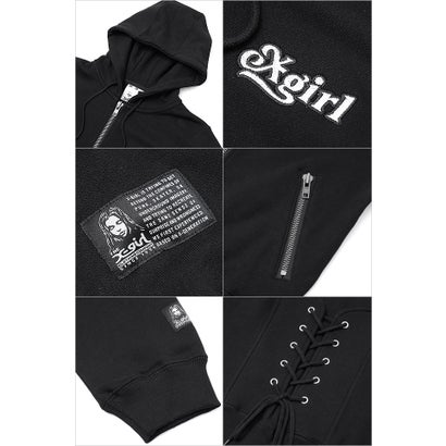 BACK LACE UP ZIP UP SWEAT HOODIE BLACK [105264012009] （BLACK）｜詳細画像