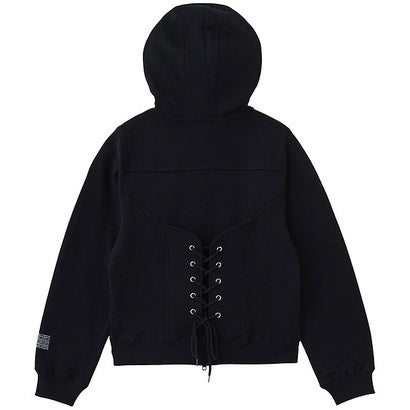 BACK LACE UP ZIP UP SWEAT HOODIE BLACK [105264012009] （BLACK）｜詳細画像