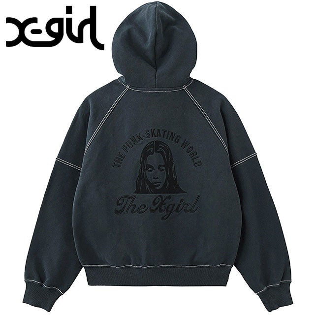 ARCH LOGO AND FACE HOODED SWEAT JACKET CHARCOAL [105264012008] （CHARCOAL）