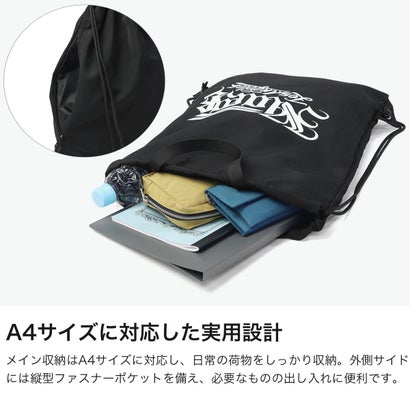 ナップサック ブランド おしゃれ 高校生 スポーツ レディース メンズ 大人 男子 女子 かっこいい サブバッグ A4 巾着リュック リュック 通学 大学生 101263053001 （BLACK）｜詳細画像