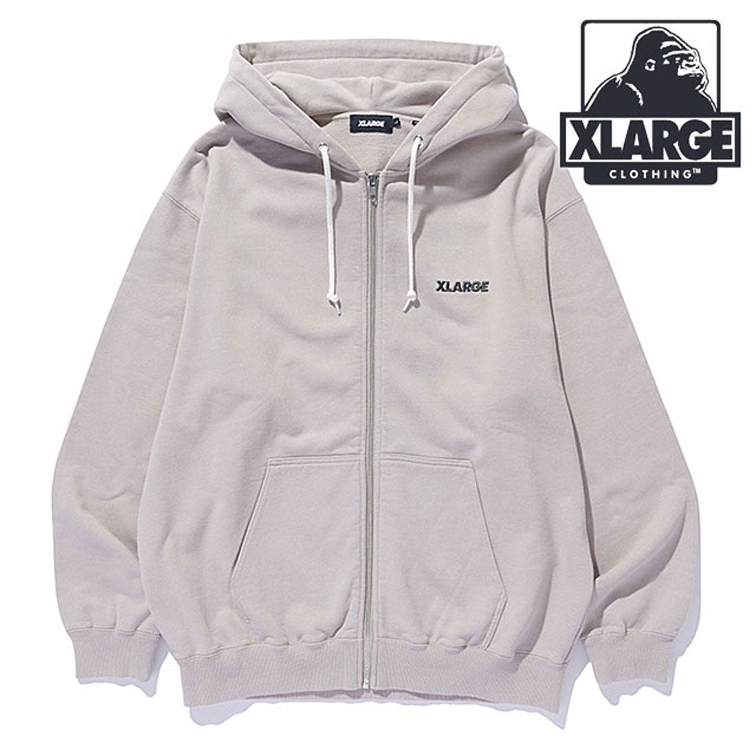 エクストララージ XLARGE STANDARD LOGO ZIP HOODED SWEATSHIRT BEIGE 