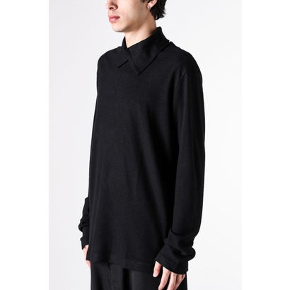 layered-collar turtleneck long-sleeve  （Black）｜詳細画像