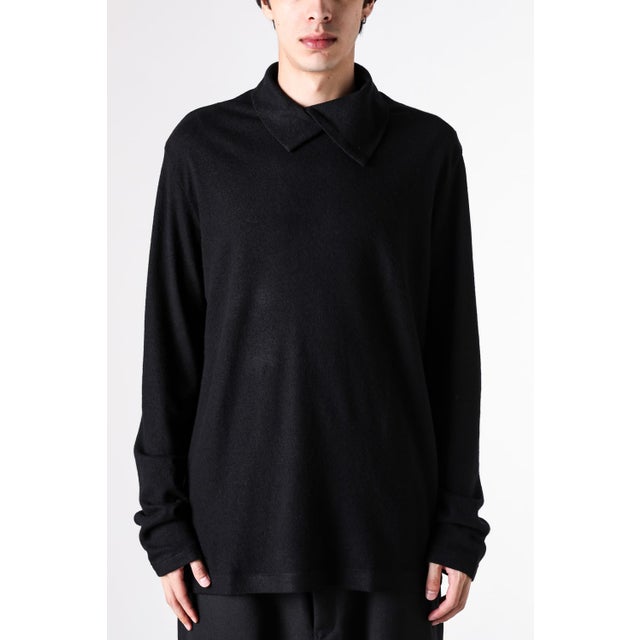 layered-collar turtleneck long-sleeve  （Black）