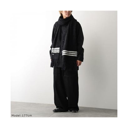 Y-3 マフラー STRIPES SCARF ニット スカーフ （BLACK/CREWHT-ブラック）｜詳細画像