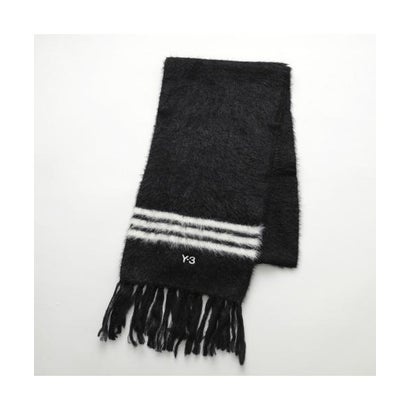 Y-3 マフラー STRIPES SCARF ニット スカーフ （BLACK/CREWHT-ブラック）｜詳細画像