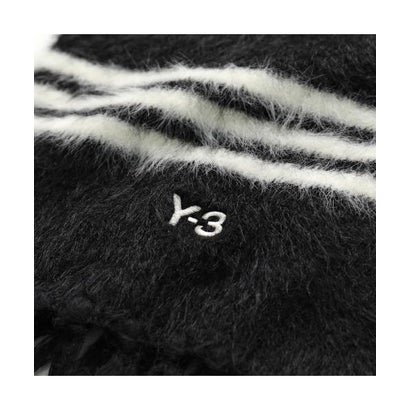 Y-3 マフラー STRIPES SCARF ニット スカーフ （BLACK/CREWHT-ブラック）｜詳細画像