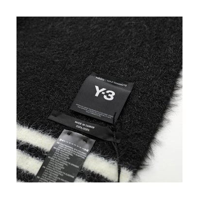 Y-3 マフラー STRIPES SCARF ニット スカーフ （BLACK/CREWHT-ブラック）｜詳細画像