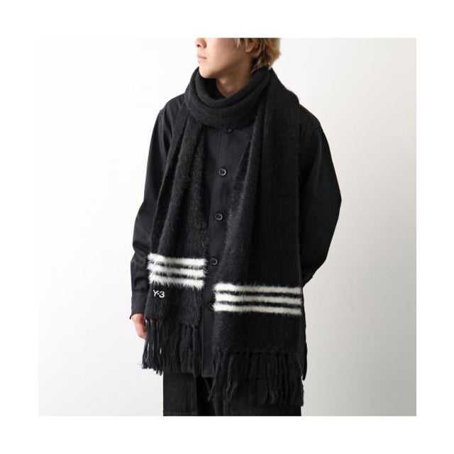 マフラー STRIPES SCARF ニット スカーフ （BLACK/CREWHT-ブラック）