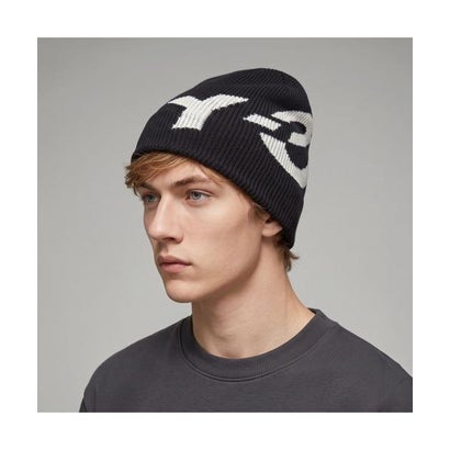 Y-3 ニット帽 GRAPHIC LOGO BEANIE KS8154 （BLACK/CREWHT-ブラック）｜詳細画像