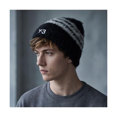 Y-3 ニット帽 STRIPES BEANIE ストライプス ビーニー KY3727 （BLACK/CREWHT-ブラック）｜詳細画像