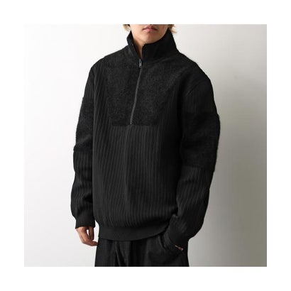 Y-3 ニット KNITTED PANEL BLOCKED HALF ZIP KR1119 （BLACK/ブラック）｜詳細画像