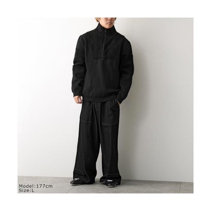 Y-3 ニット KNITTED PANEL BLOCKED HALF ZIP KR1119 （BLACK/ブラック）｜詳細画像