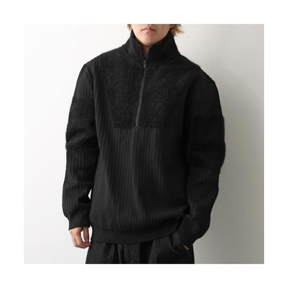 Y-3 ニット KNITTED PANEL BLOCKED HALF ZIP KR1119 （BLACK/ブラック）｜詳細画像