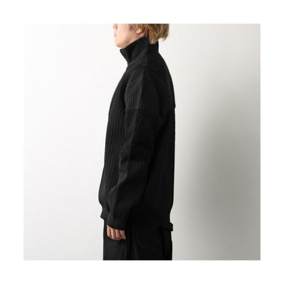 Y-3 ニット KNITTED PANEL BLOCKED HALF ZIP KR1119 （BLACK/ブラック）｜詳細画像