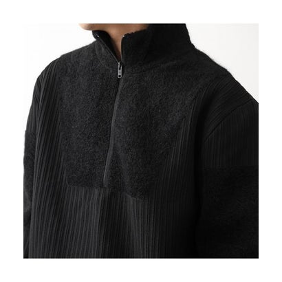 Y-3 ニット KNITTED PANEL BLOCKED HALF ZIP KR1119 （BLACK/ブラック）｜詳細画像