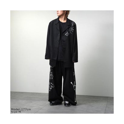 Y-3 ワイドパンツ CHITO GRAPHIC WIDE WOOL PANTS KR8712 （BLACK/ブラック）｜詳細画像