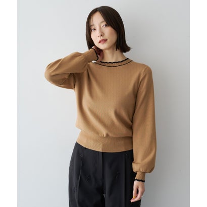 配色スカラップニット （ブラック）｜詳細画像