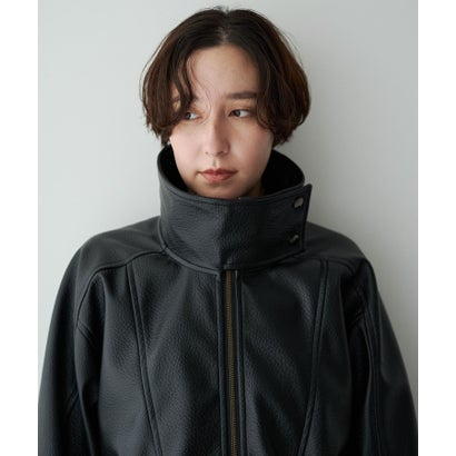 イェッカ ヴェッカ YECCA VECCA レザーライクスタンドカラーブルゾン （ブラウン）｜詳細画像