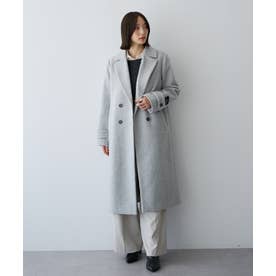 ウール混ロングダブルコート （グレー）