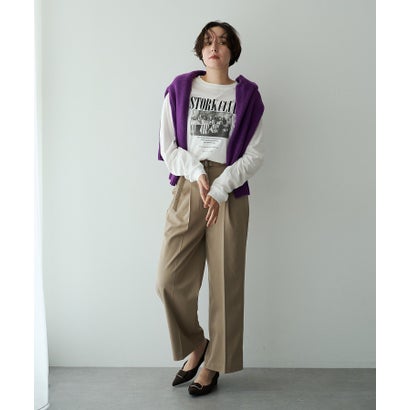 イェッカ ヴェッカ YECCA VECCA サイドラインストレートワイドパンツ （ベージュ）｜詳細画像