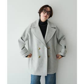 ウール混ミドル丈Pコート （グレー）