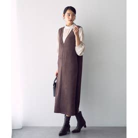 ニット切替フェイクスエードジャンスカ （ブラウン）