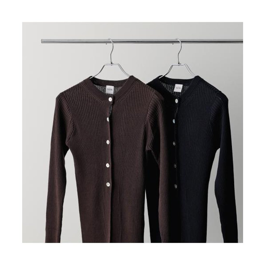 YENN イエン　リブニット　カーディガン ブラウン イエン YENN YENN カーディガン COTTON RIB CARDIGAN Y251-91013