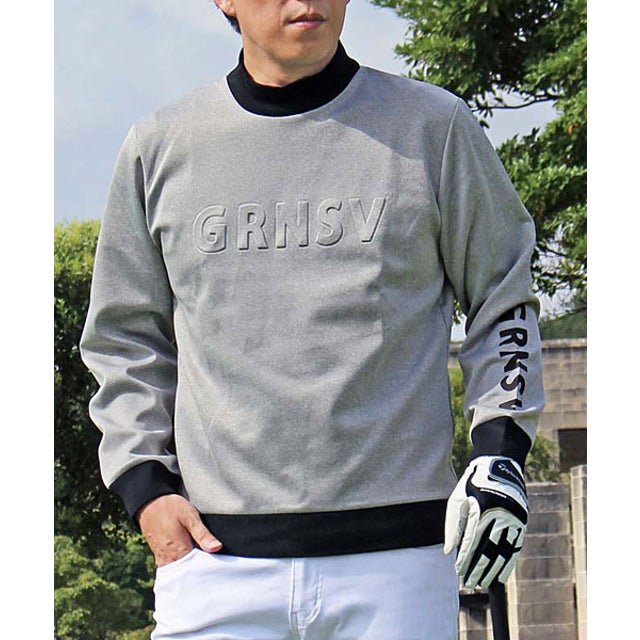 ゴルフウェア メンズ モックネック トレーナ GIORNO SEVEN ジョルノセブン トップス プルオーバー ジャージ 立体ロゴ おしゃれ 秋冬 春夏 （2-グレー）