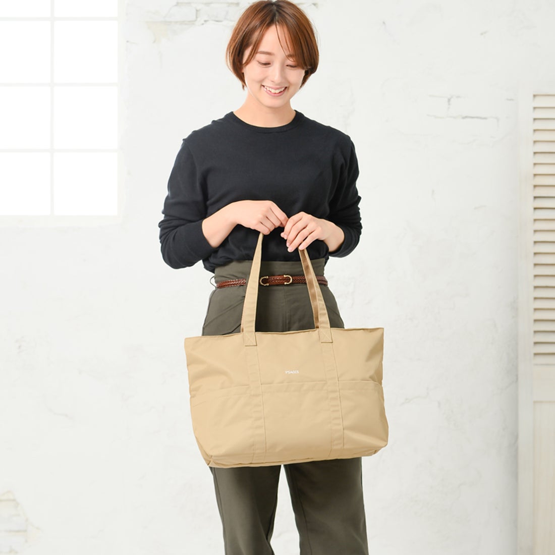 未使用新品】イザック トートバッグ ナイロン×リサイクルレザー M 