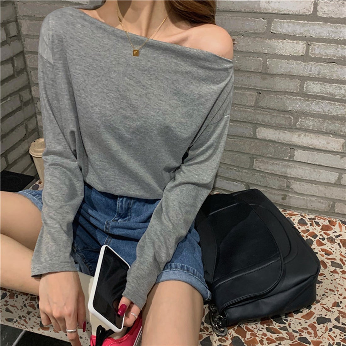 ゾエ ジェンコ Zoe Jenko オフショルロングTシャツ 9779 （GRY） -ファッション通販 FASHION WALKER
