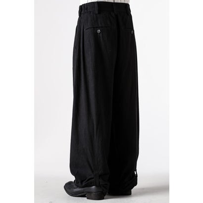 WIDE-LEG TROUSERS WITH PULL TABS Black｜詳細画像