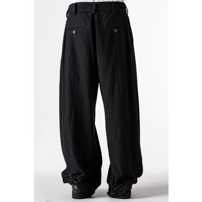 WIDE-LEG TROUSERS WITH PULL TABS Black｜詳細画像
