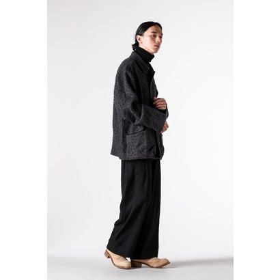 PLEATED STRAIGHT-LEG TROUSERS Black｜詳細画像