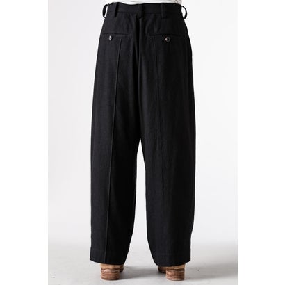 PLEATED STRAIGHT-LEG TROUSERS Black｜詳細画像