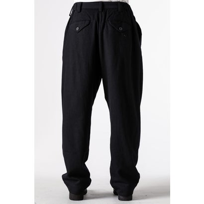 DROP-CROTCH PLEATED TROUSERS Black｜詳細画像