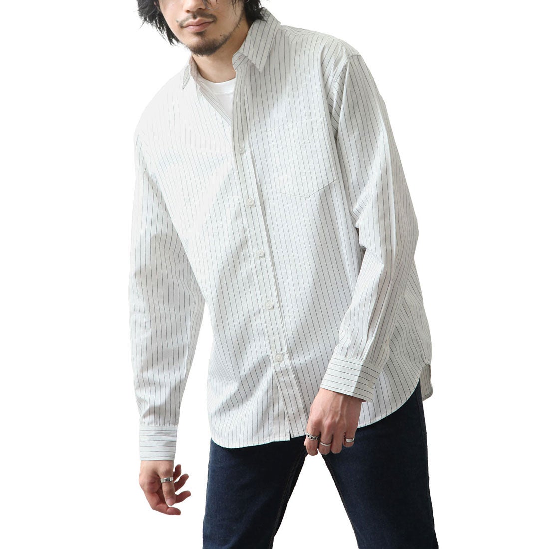 ジップファイブ ZIP FIVE 高密度T/Cブロード長袖レギュラーシャツ （ホワイト系） - mamun.om
