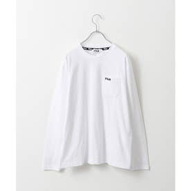 【FILA】 ポケット付きワンポイントロゴ長袖Tシャツ/ロンT【ユニセックス】 （ホワイト）