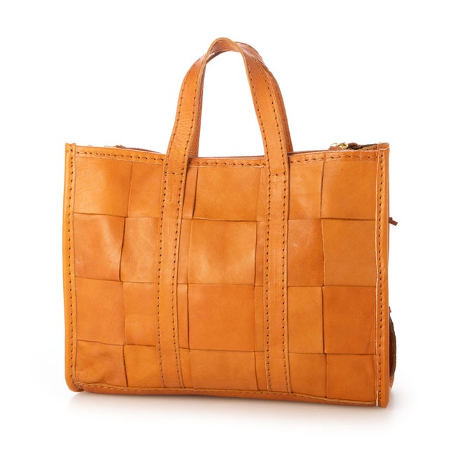 トートバッグ 本革   革メッシュ （BROWN）