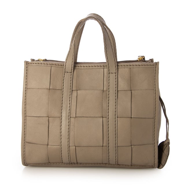 トートバッグ 本革   革メッシュ （TAUPE）