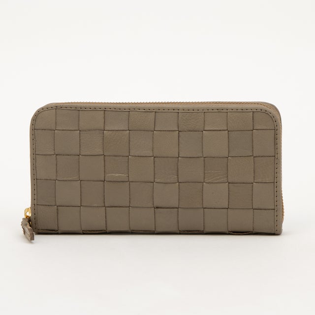 レザーメッシュラウンド財布 （TAUPE）