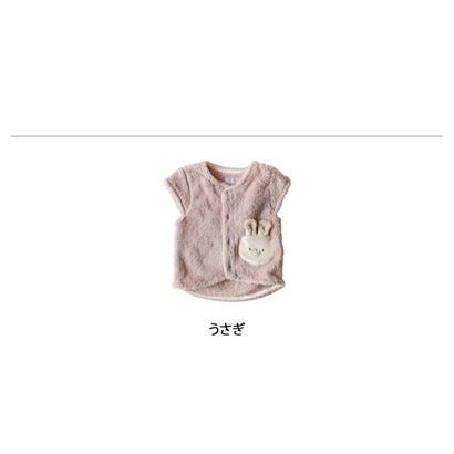 モクモフ mocmof ベビーベスト ベビー服 子供服 ぬいぐるみボアベスト ベビー キッズ 男の子 女の子 オフ ホワイト グレー ブラウン グリーン ピンク 622-678086 （恐竜）｜詳細画像