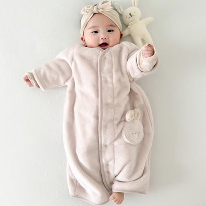 モクモフ mocmof スリーパー ロンパース ベビーベスト ねんねサポートぬくぬく着るおふとん ベビー キッズ 男の子 女の子 赤ちゃん 新生児 袖付き 半袖 前開き  622-678088 （アイボリー）｜詳細画像