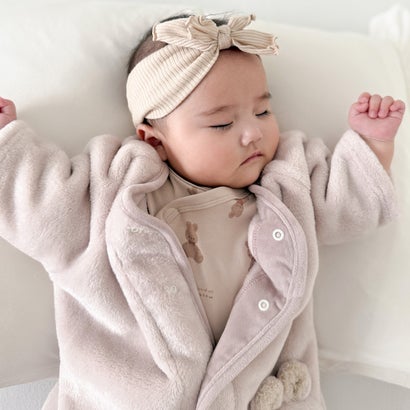 モクモフ mocmof スリーパー ロンパース ベビーベスト ねんねサポートぬくぬく着るおふとん ベビー キッズ 男の子 女の子 赤ちゃん 新生児 袖付き 半袖 前開き  622-678088 （アイボリー）｜詳細画像