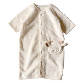 スリーパー ロンパース ベビーベスト ねんねサポートぬくぬく着るおふとん ベビー キッズ 男の子 女の子 赤ちゃん 新生児 袖付き 半袖 前開き  622-678088 （アイボリー）